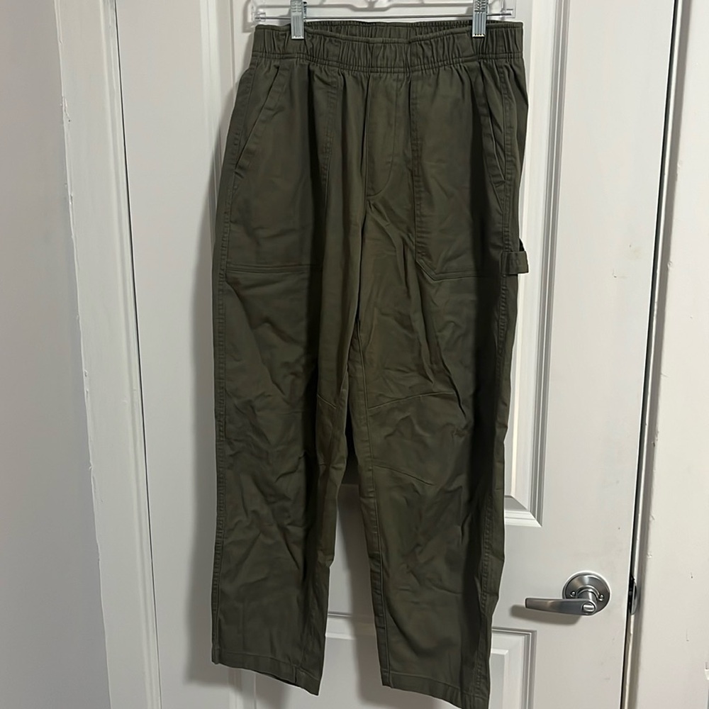 Olive cargo-style pant